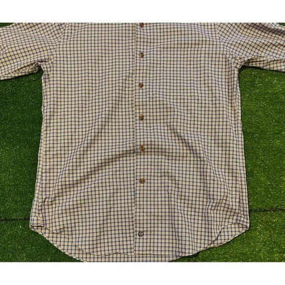 David Donahue shirt large mens plaid gingham casual business blue long sleeve - Picture 8 of 15
